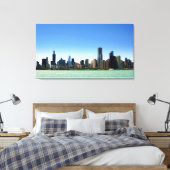 Uitzicht van Chicago skyline van het Michiganmeer Canvas Afdruk (Insitu (Slaapkamer))