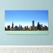 Uitzicht van Chicago skyline van het Michiganmeer Canvas Afdruk (Insitu (Houten vloer))