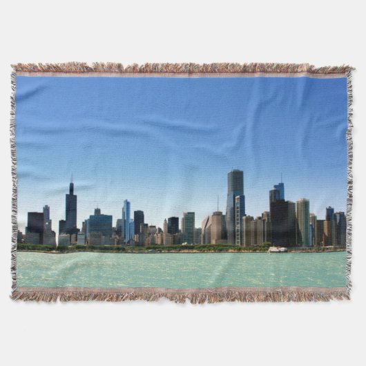 Uitzicht van Chicago skyline van het Michiganmeer Deken (Voorkant)