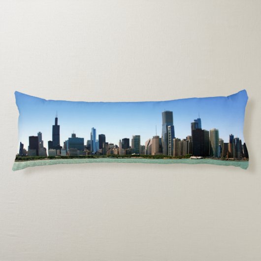 Uitzicht van Chicago skyline van het Michiganmeer Lichaamskussen (Voorkant)