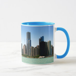 Uitzicht van Chicago skyline van het Michiganmeer Mok