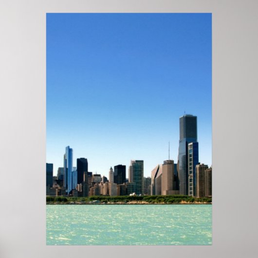 Uitzicht van Chicago skyline van het Michiganmeer Poster (Voorkant)