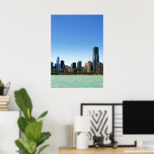 Uitzicht van Chicago skyline van het Michiganmeer Poster (Thuiskantoor)