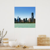 Uitzicht van Chicago skyline van het Michiganmeer Poster (Keuken)