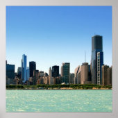 Uitzicht van Chicago skyline van het Michiganmeer Poster (Voorkant)
