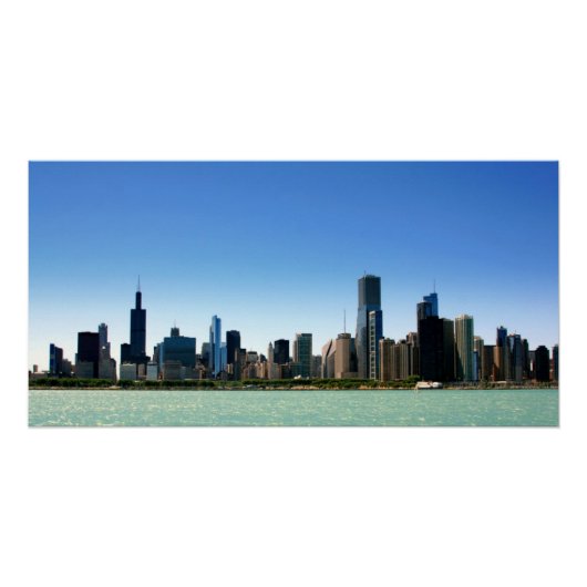 Uitzicht van Chicago skyline van het Michiganmeer Poster (Voorkant)