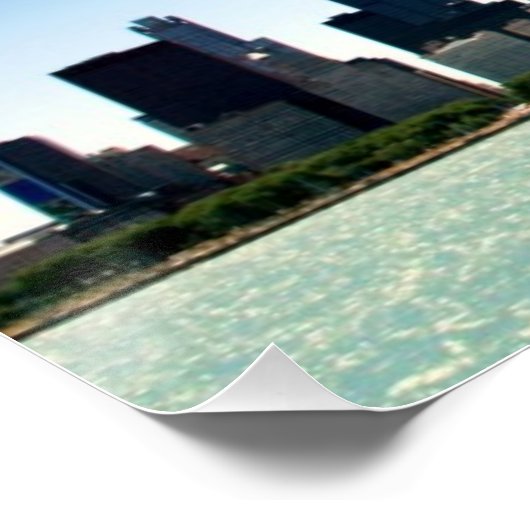 Uitzicht van Chicago skyline van het Michiganmeer Poster (Hoek)