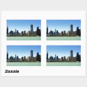 Uitzicht van Chicago skyline van het Michiganmeer Rechthoekige Sticker (Vel)