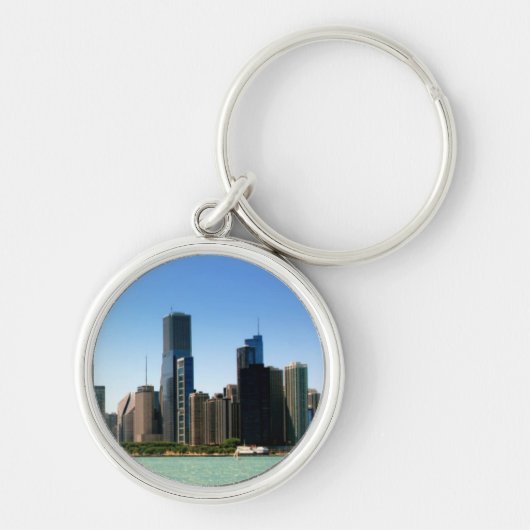 Uitzicht van Chicago skyline van het Michiganmeer Sleutelhanger (Voorkant)