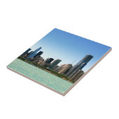 Uitzicht van Chicago skyline van het Michiganmeer Tegeltje (Zijkant)