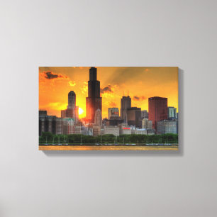 Uitzicht van Chicago's skyline van Adler Canvas Afdruk