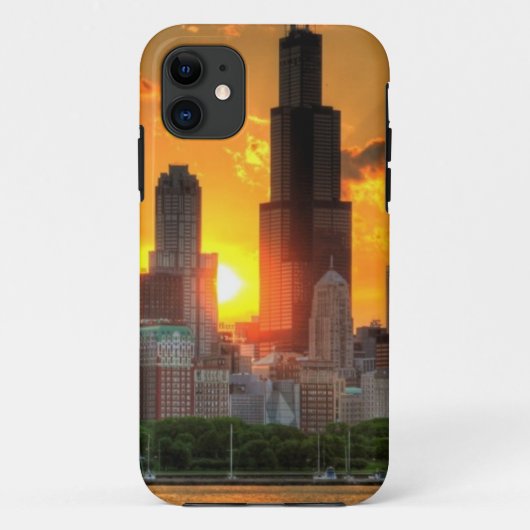Uitzicht van Chicago's skyline van Adler Case-Mate iPhone Case (Achterkant)