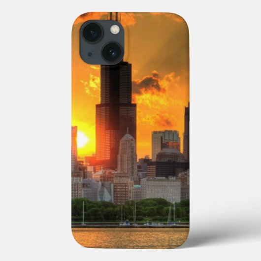 Uitzicht van Chicago's skyline van Adler Case-Mate iPhone Case (Achterkant)