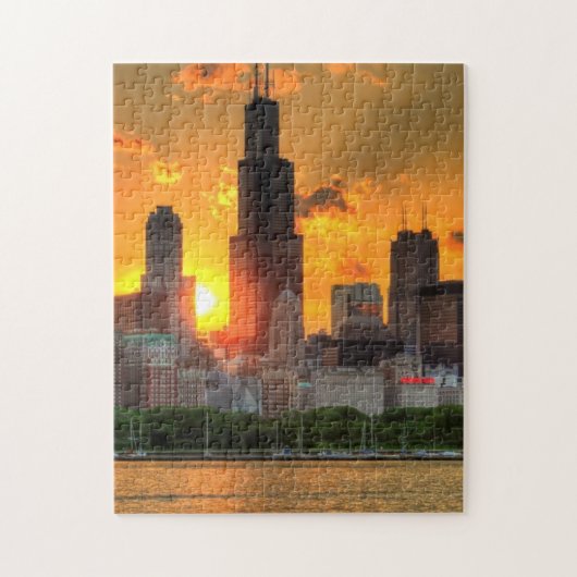 Uitzicht van Chicago's skyline van Adler Legpuzzel (Verticaal)