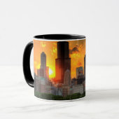 Uitzicht van Chicago's skyline van Adler Mok (Voorkant links)