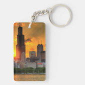 Uitzicht van Chicago's skyline van Adler Sleutelhanger (achterkant)