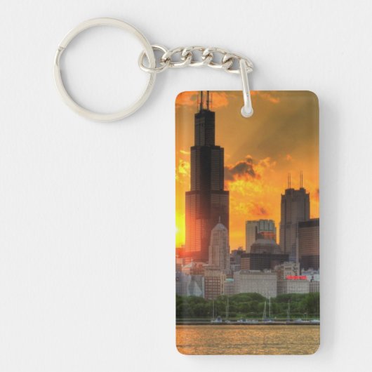 Uitzicht van Chicago's skyline van Adler Sleutelhanger (Voorkant)