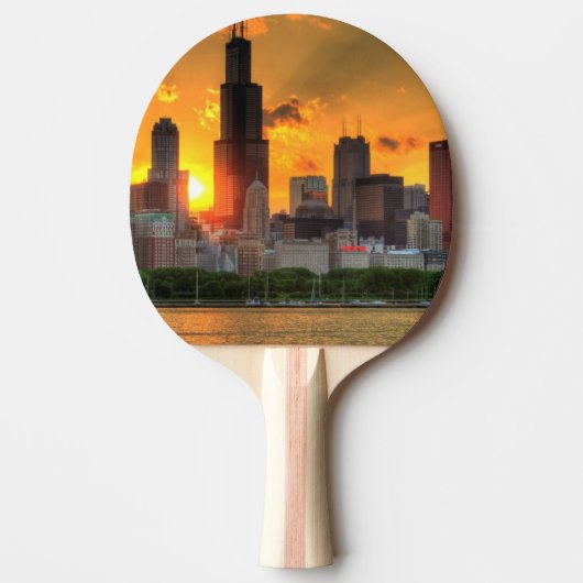 Uitzicht van Chicago's skyline van Adler Tafeltennisbatje (Voorkant)