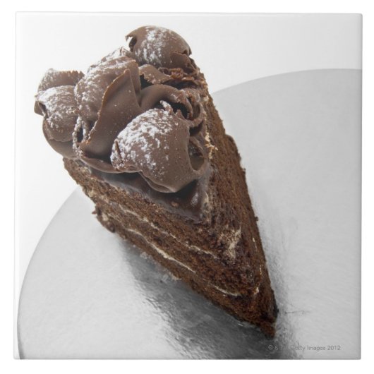 Uitzicht van chocoladetaart met verhoogde druk tegeltje (Voorkant)