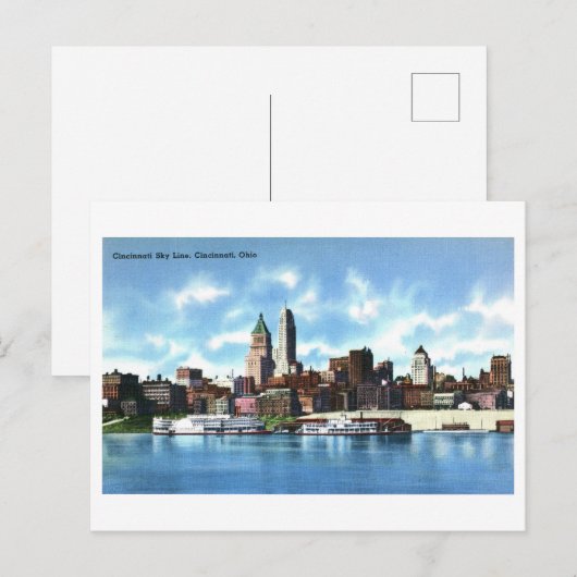  Uitzicht van Cincinnati, Ohio, Skyline Briefkaart (Voorkant / Achterkant)