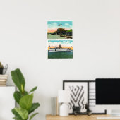 Uitzicht van Cliff Beach House Poster (Thuiskantoor)