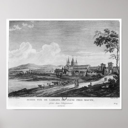 Uitzicht van Cluny Abbey Poster (Voorkant)