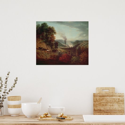 Uitzicht van Coalbrookdale, 1777 Poster (Keuken)
