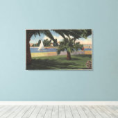 Uitzicht van Collins Island, Zeilboot op water Canvas Afdruk (Insitu (Houten vloer))