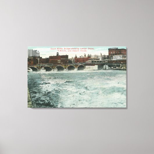 Uitzicht van Court Street Bridge met hoge tonen Canvas Afdruk (Voorkant)