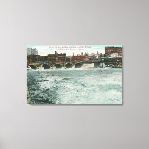 Uitzicht van Court Street Bridge met hoge tonen Canvas Afdruk