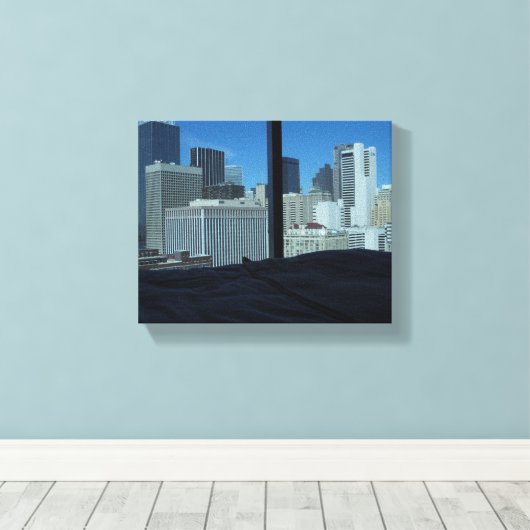 Uitzicht van Dallas Skyline, Texas Canvas Afdruk (Insitu (Houten vloer))