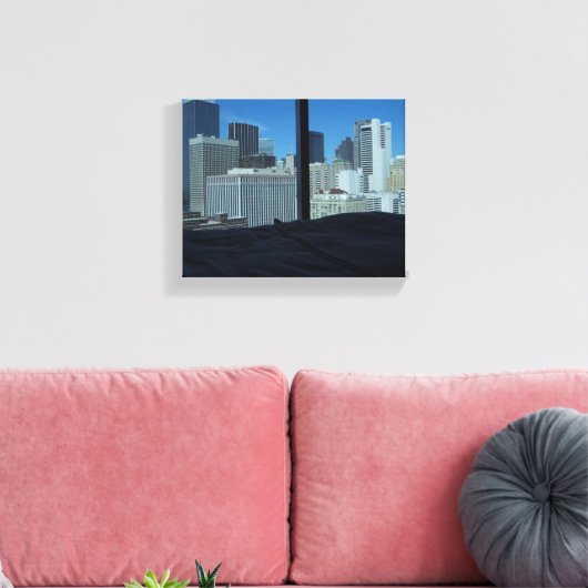 Uitzicht van Dallas Skyline, Texas Canvas Afdruk (Insitu (Woonkamer))