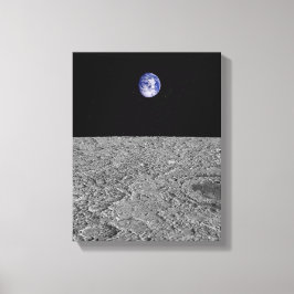 Uitzicht van de aarde vanaf de maan canvas afdruk