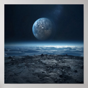 Uitzicht van de aarde vanaf de maan poster