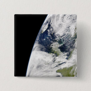Uitzicht van de aarde vanuit de ruimte vierkante button 5,1 cm