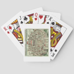 Uitzicht van de afgeroepen stad Jeruzalem met T Pokerkaarten