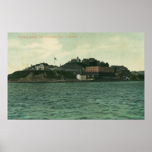 Uitzicht van de Alcatraz-eilanden en de gevangenis Poster
