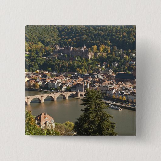 Uitzicht van de Alte Brucke of de Oude Brug Vierkante Button 5,1 Cm (Voorkant)