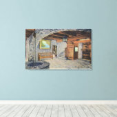 Uitzicht van de Amerikaanse, Britse en Franse vlag Canvas Afdruk (Insitu (Houten vloer))