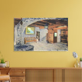 Uitzicht van de Amerikaanse, Britse en Franse vlag Canvas Afdruk (Insitu (Woonkamer))