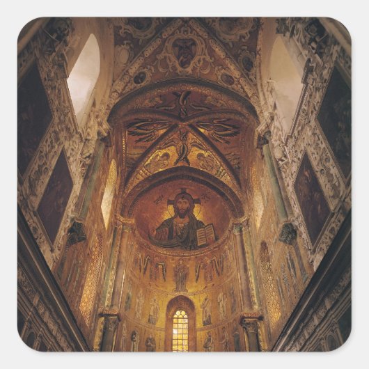 Uitzicht van de appel met de Christus Pantocrator Vierkante Sticker (Voorkant)