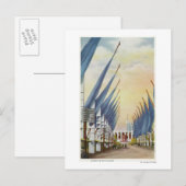 Uitzicht van de Avenue of Flags, Wereldbeurs 1934 Briefkaart (Voorkant / Achterkant)