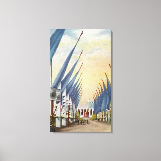 Uitzicht van de Avenue of Flags, Wereldbeurs 1934 Canvas Afdruk (Voorkant)