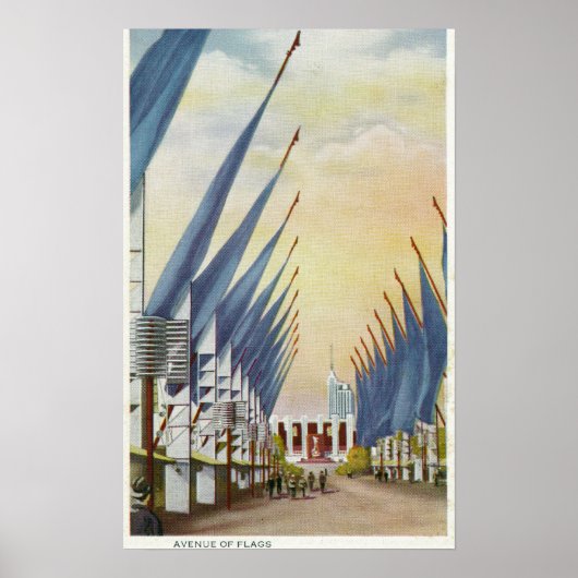 Uitzicht van de Avenue of Flags, Wereldbeurs 1934 Poster (Voorkant)