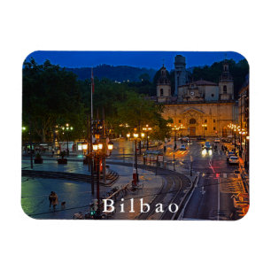 Uitzicht van de avond Bilbao. Magneet