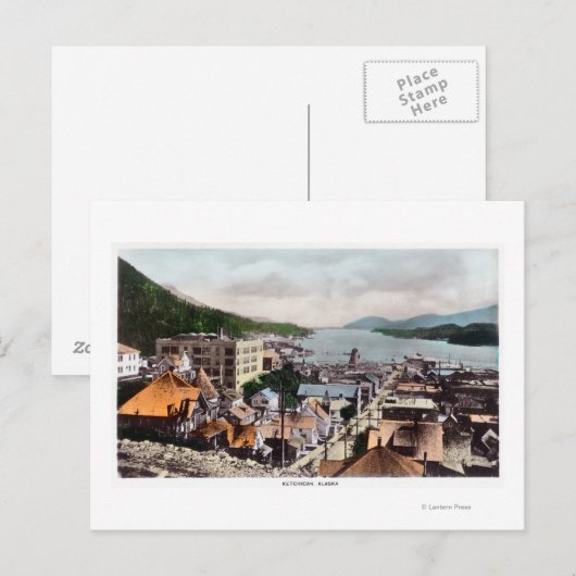 Uitzicht van de baai van de stad Ketchikan, AK Briefkaart (Voorkant / Achterkant)