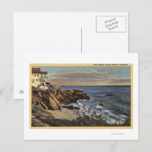 Uitzicht van de Beach van de Arch met Bloemen Briefkaart (Voorkant / Achterkant)