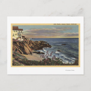 Uitzicht van de Beach van de Arch met Bloemen Briefkaart