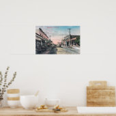 Uitzicht van de bedrijfsafdeling met paardenwagens poster (Keuken)