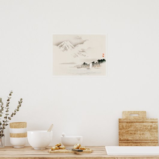 Uitzicht van de berg Fuji door Kono Bairei (1844-1 Poster (Keuken)